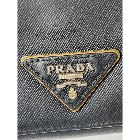 Authentic Prada Saffiano Lux Leather Flap Continental Wallet Black - Picture 6 of 15